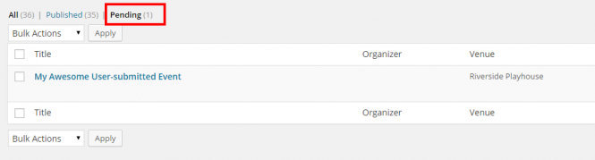 Events Pending Review