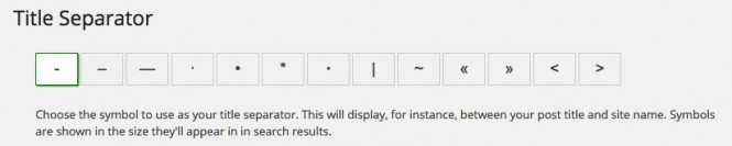 Yoast SEO Titles and Metas settings with title separator option