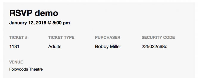 A screenshot of an RSVP demo