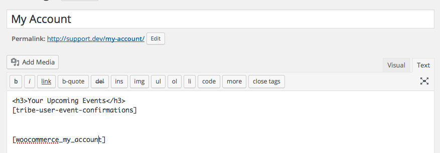 Adding the User Confirmations Shortcode