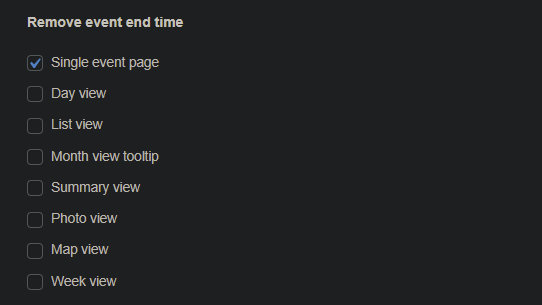 The Remove event end time checkbox in Events Settings