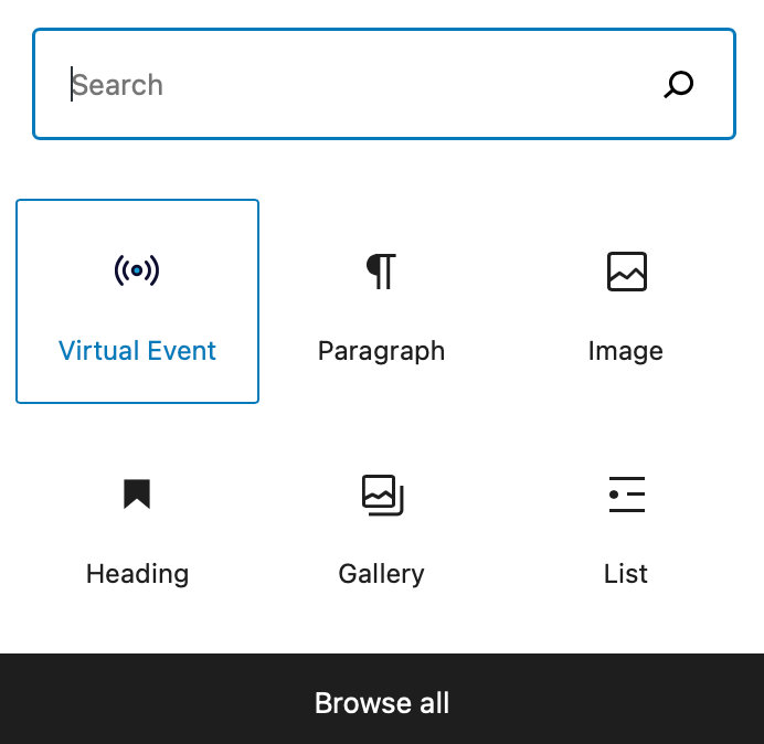 Virtual Event placeholder block