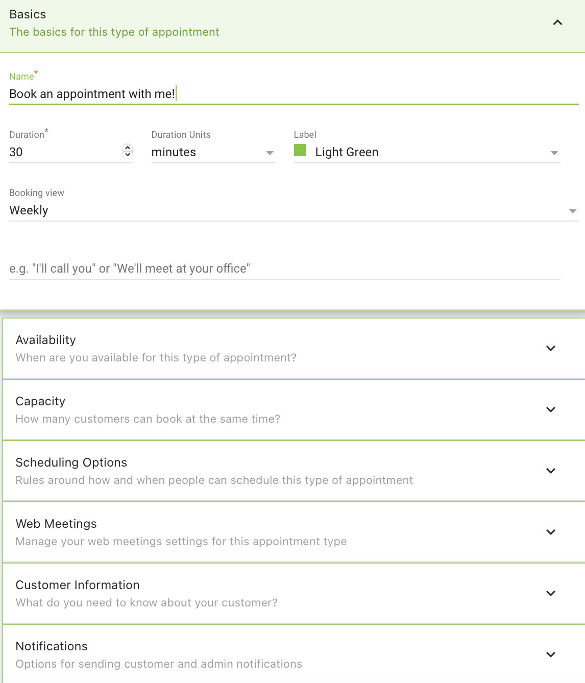 Appointment type options with Simply Schedule Appointments