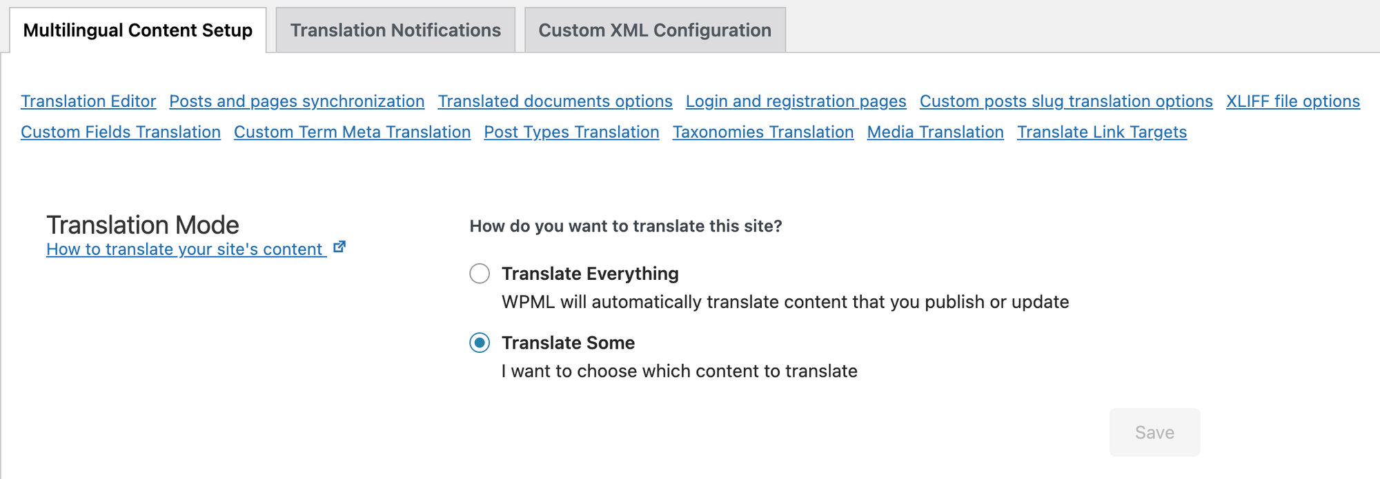 Translation Mode with WPML