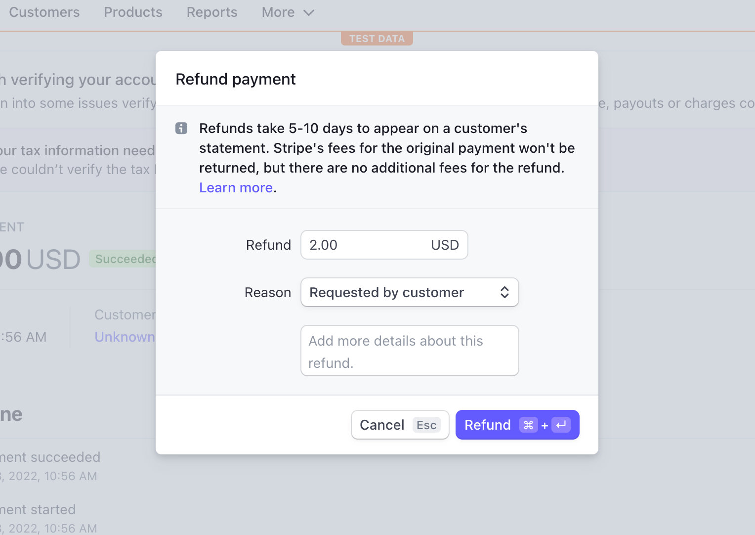 Refund with Stripe and Tickets Commerce