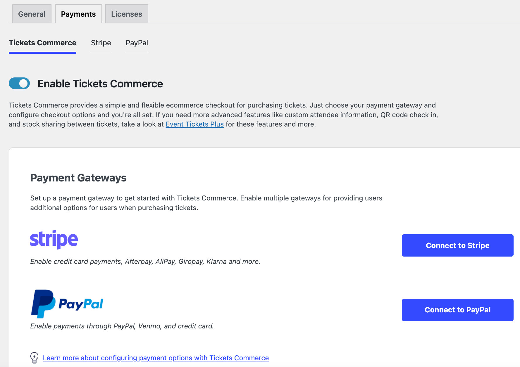 Configure Tickets Commerce for conference event website