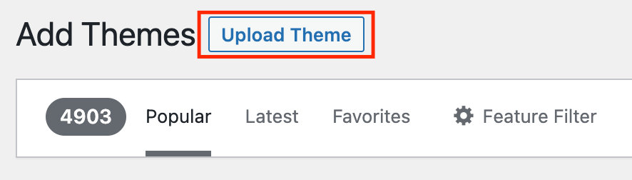 Upload theme to install a premium WordPress theme