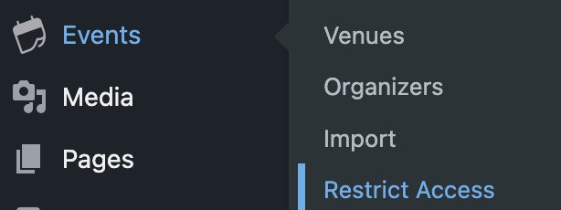 Events > Restrict Access