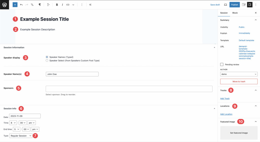 Event Schedule Manager: Creating Sessions - Knowledgebase