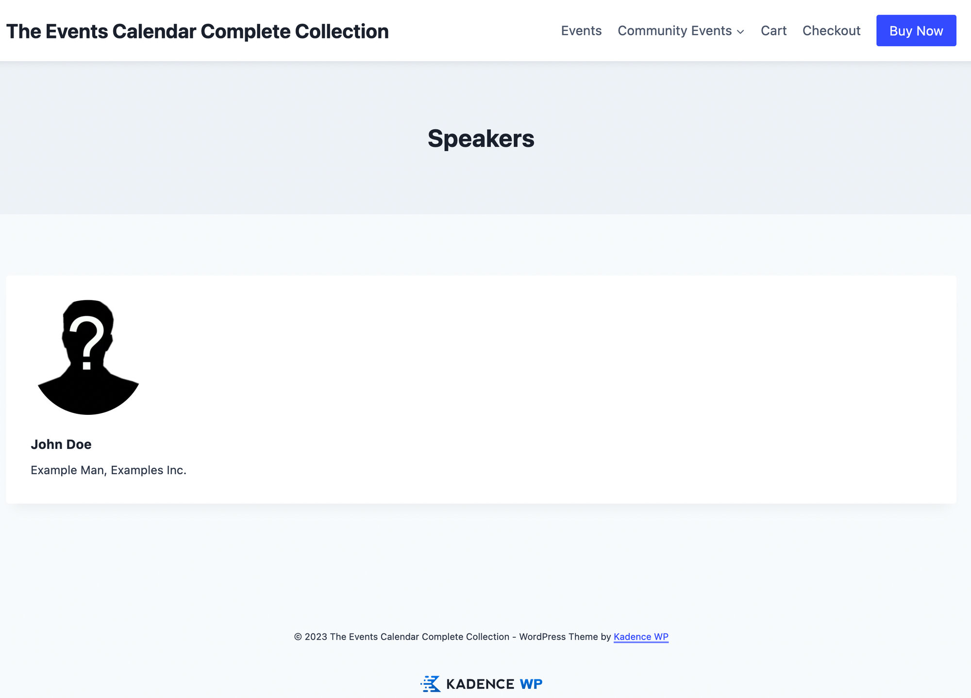 This is an example of what a Speaker Page looks like