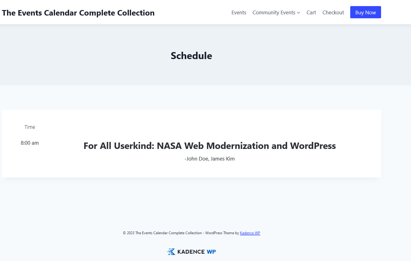 What the schedule looks like on the front end