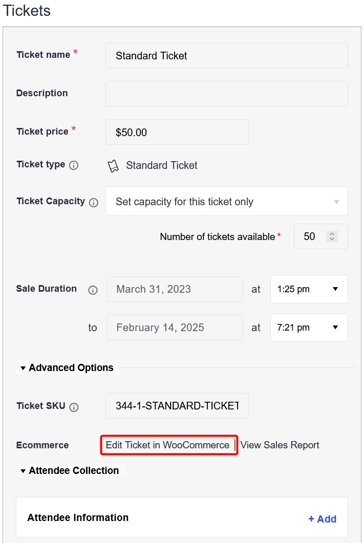 Edit ticket in WooCommerce when using the Block Editor