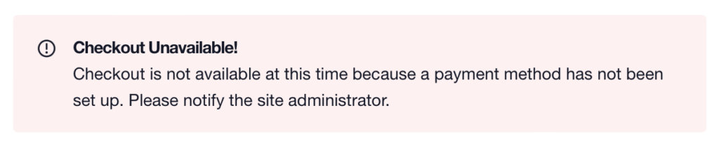 Tickets Commerce Checkout Unavailable! error message