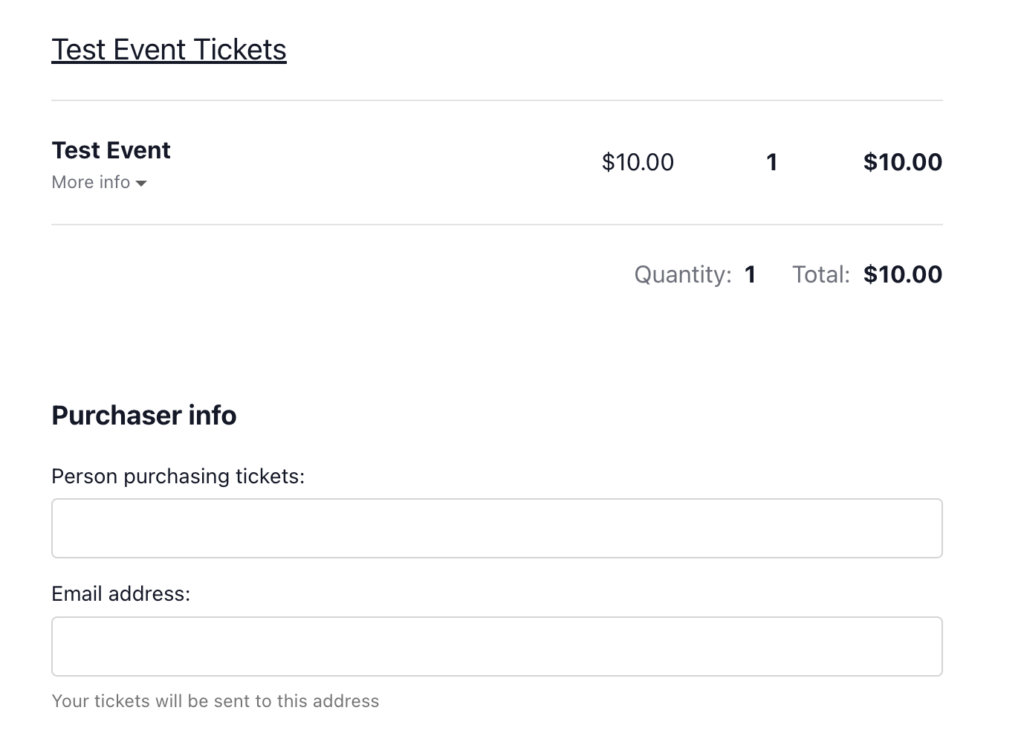 Tickets Commerce checkout purchaser name email