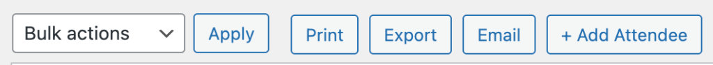 Attendees list actions print, export, email