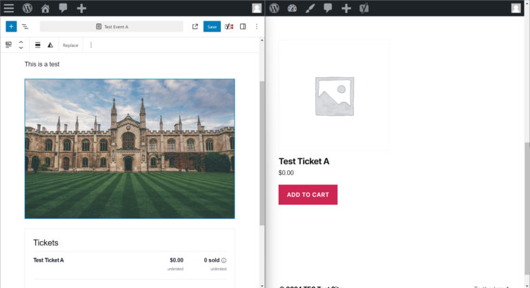 Ticket product without featured image
