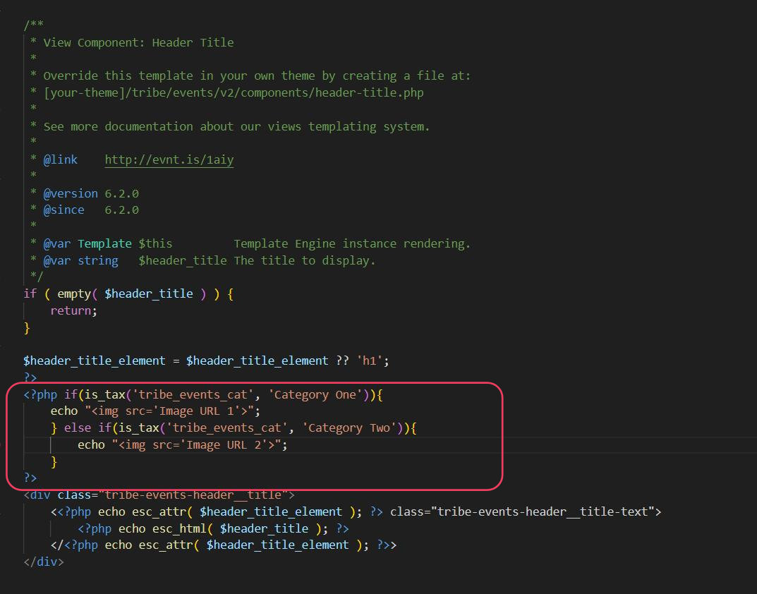 Category archive page showing a custom header image above the calendar