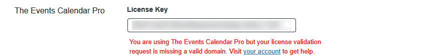 "License validation request is missing a valid domain."
