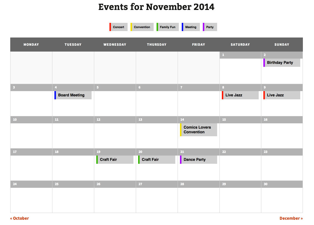 ThirdParty Product Showcase The Events Calendar Category Colors The