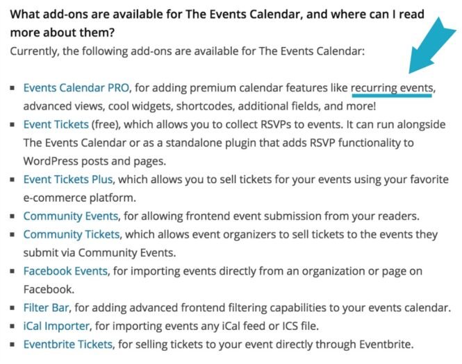 WordPress.org FAQ on recurring events