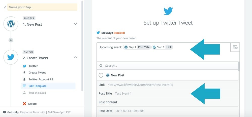 Zapier: Tweet Template for Event Promotion