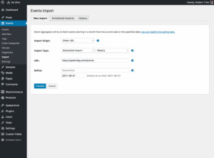 Event Aggregator scheduled or one-time imports