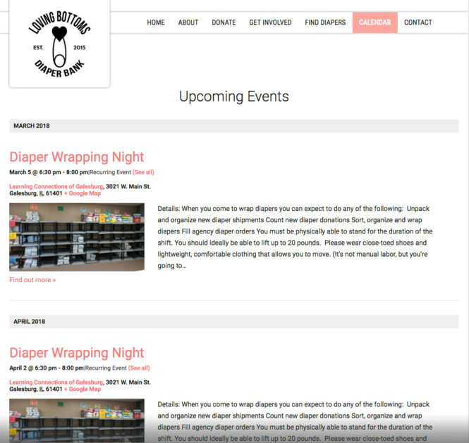 Loving Bottoms Repeating Events Calendar - NonProfit Spotlight