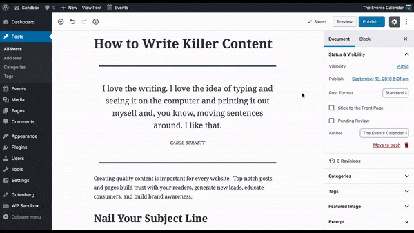 GIF: block editor demo