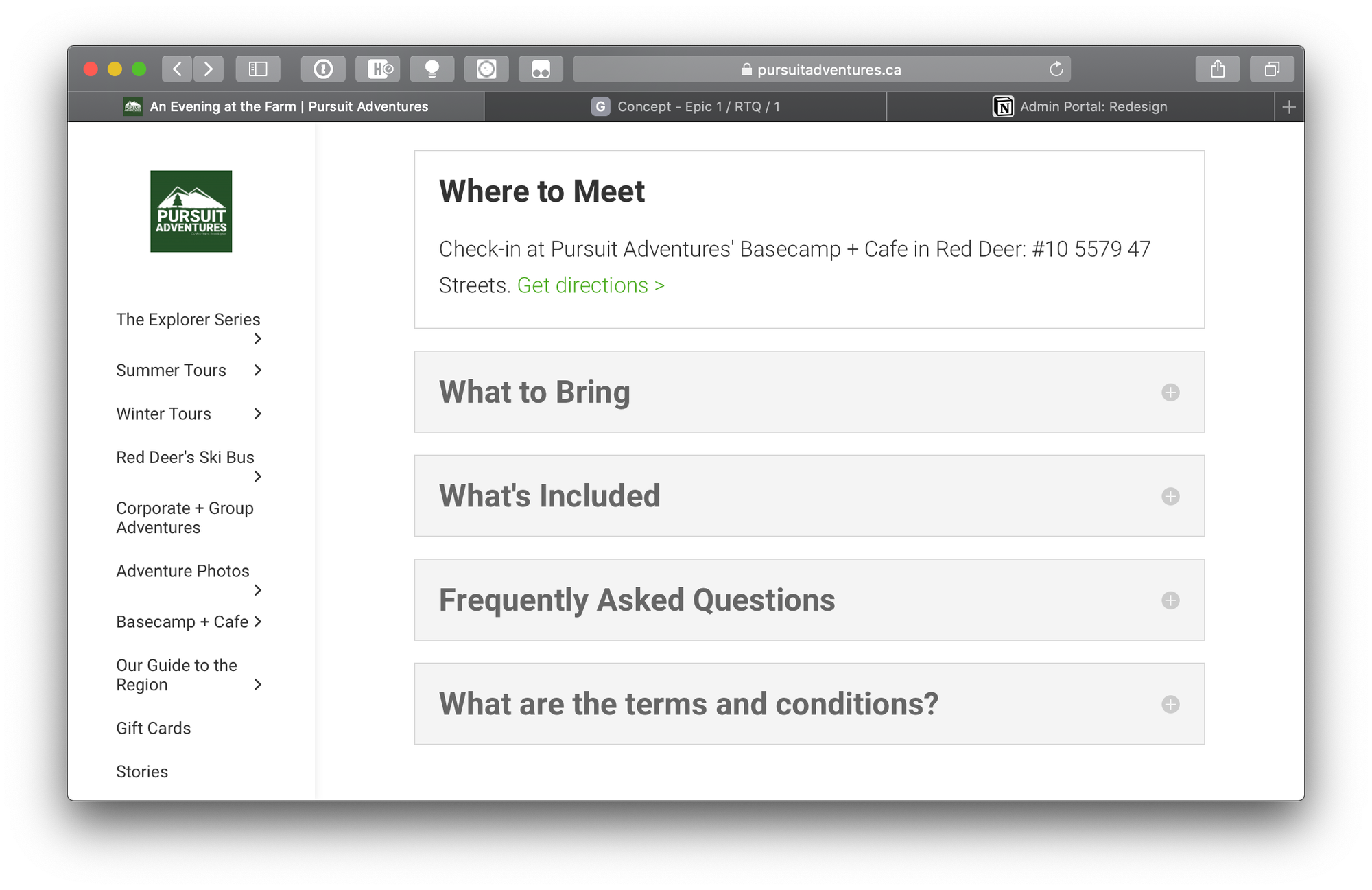 panels of information