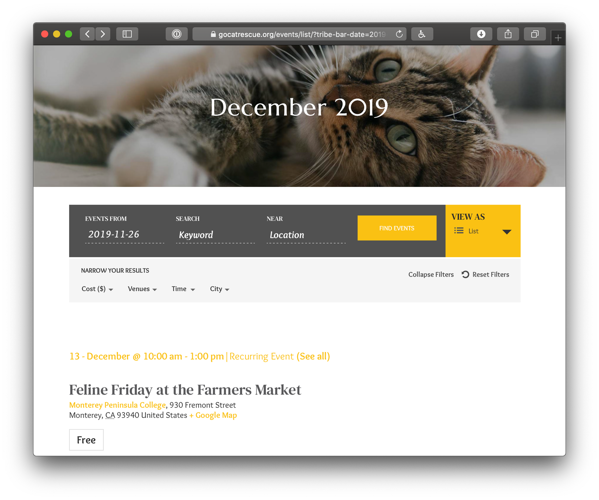 Featured Calendar Golden Oldies Cat Rescue The Events Calendar