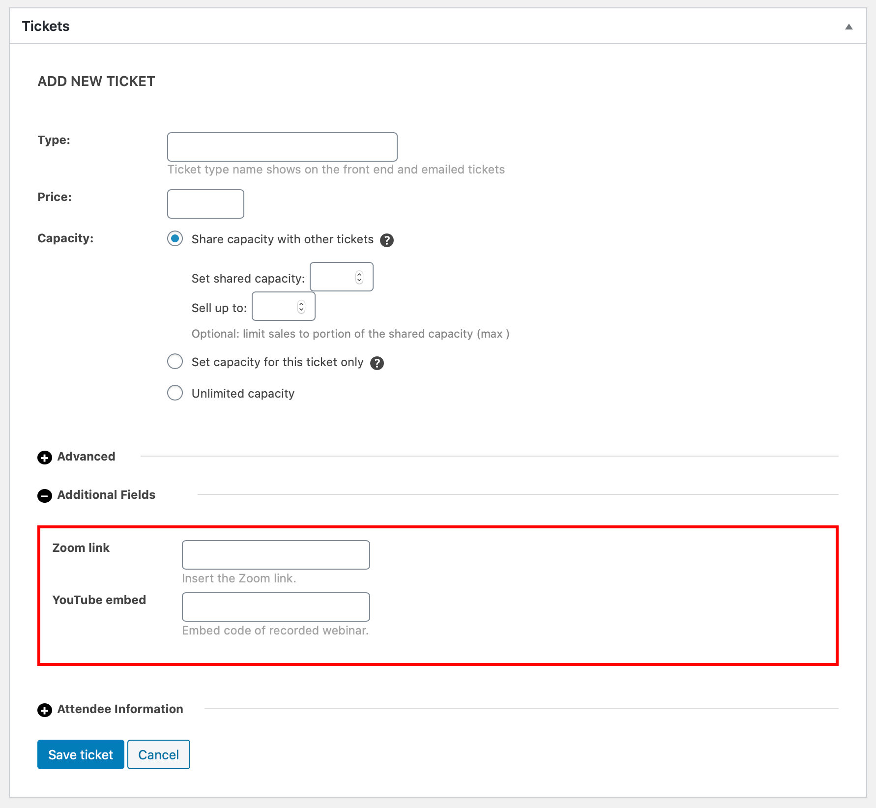 Event Tickets Additional Fields | The Events Calendar
