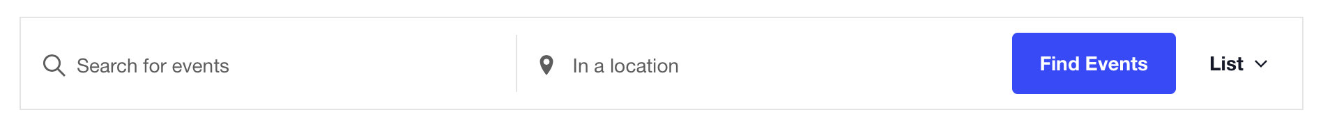 A view of The Events Calendar search bar