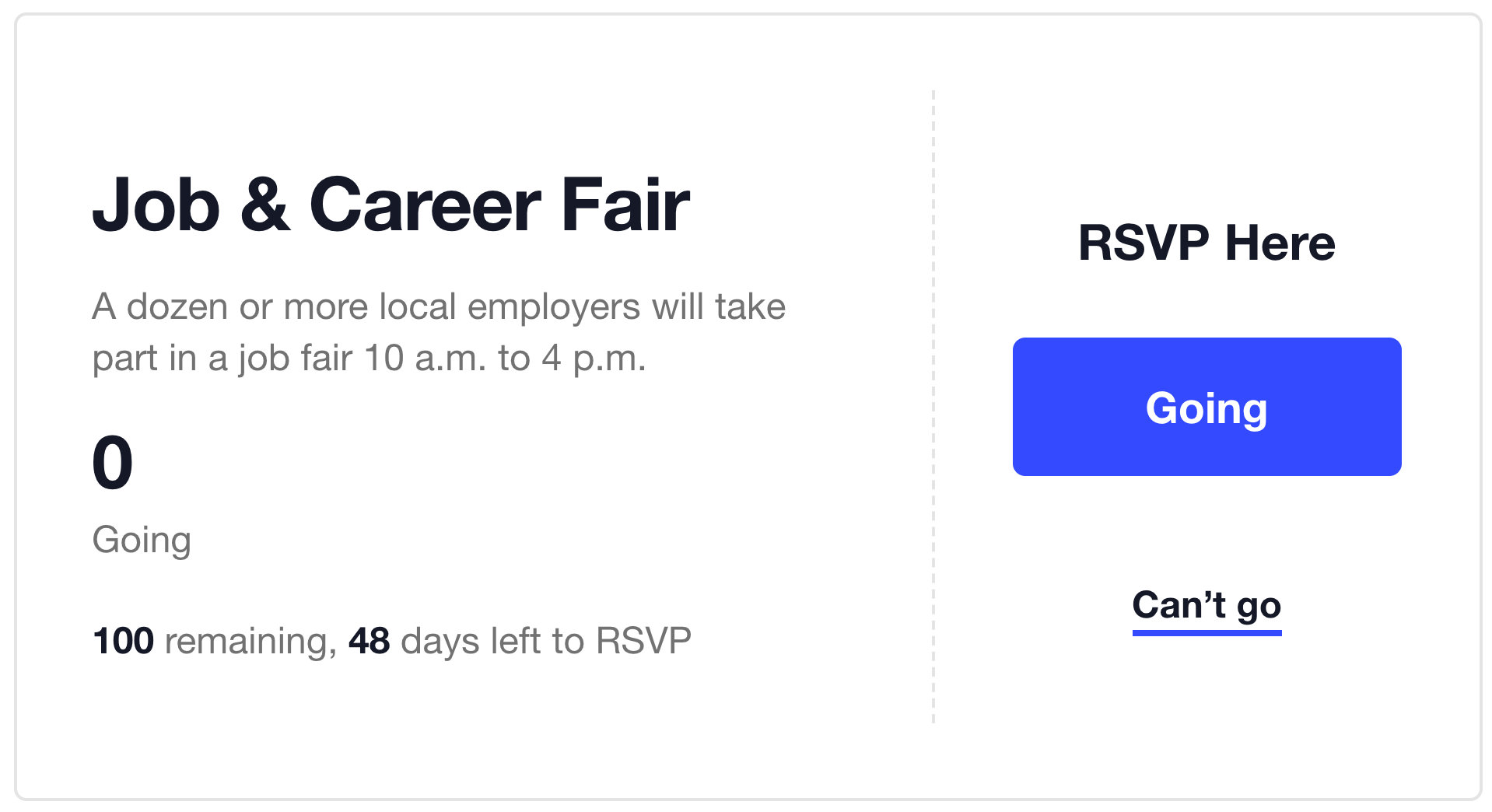 A preview of the new Event Tickets RSVP Front End Layout