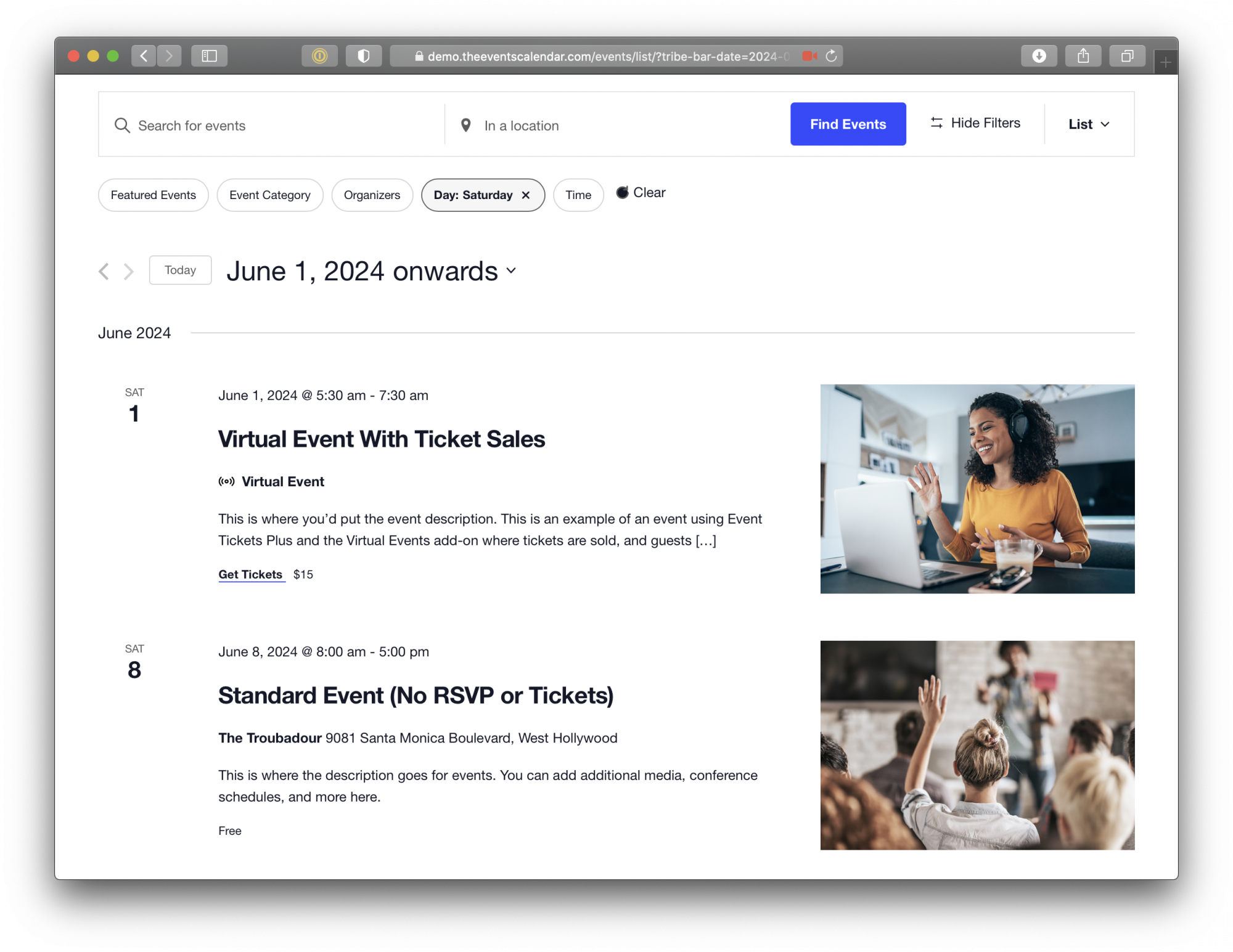 Filter Bar | The Events Calendar