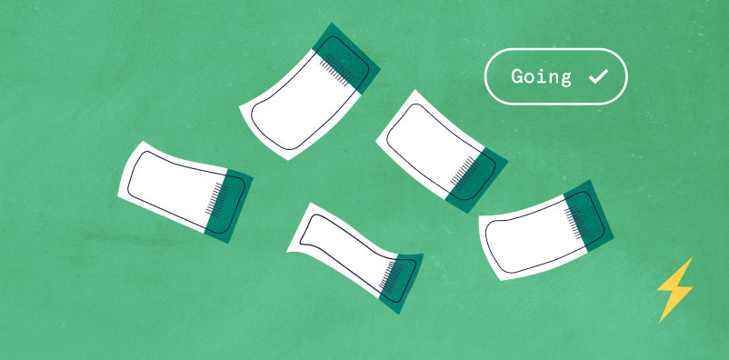 Illustrated tickets against a green background.
