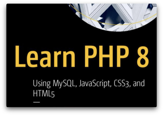 Learn PHP 8 book cover.