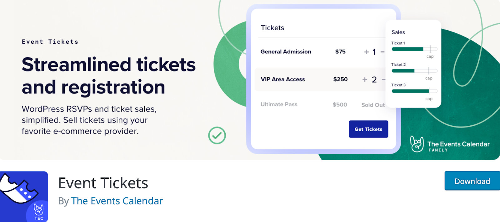 Website for sale of tickets create in wordpress