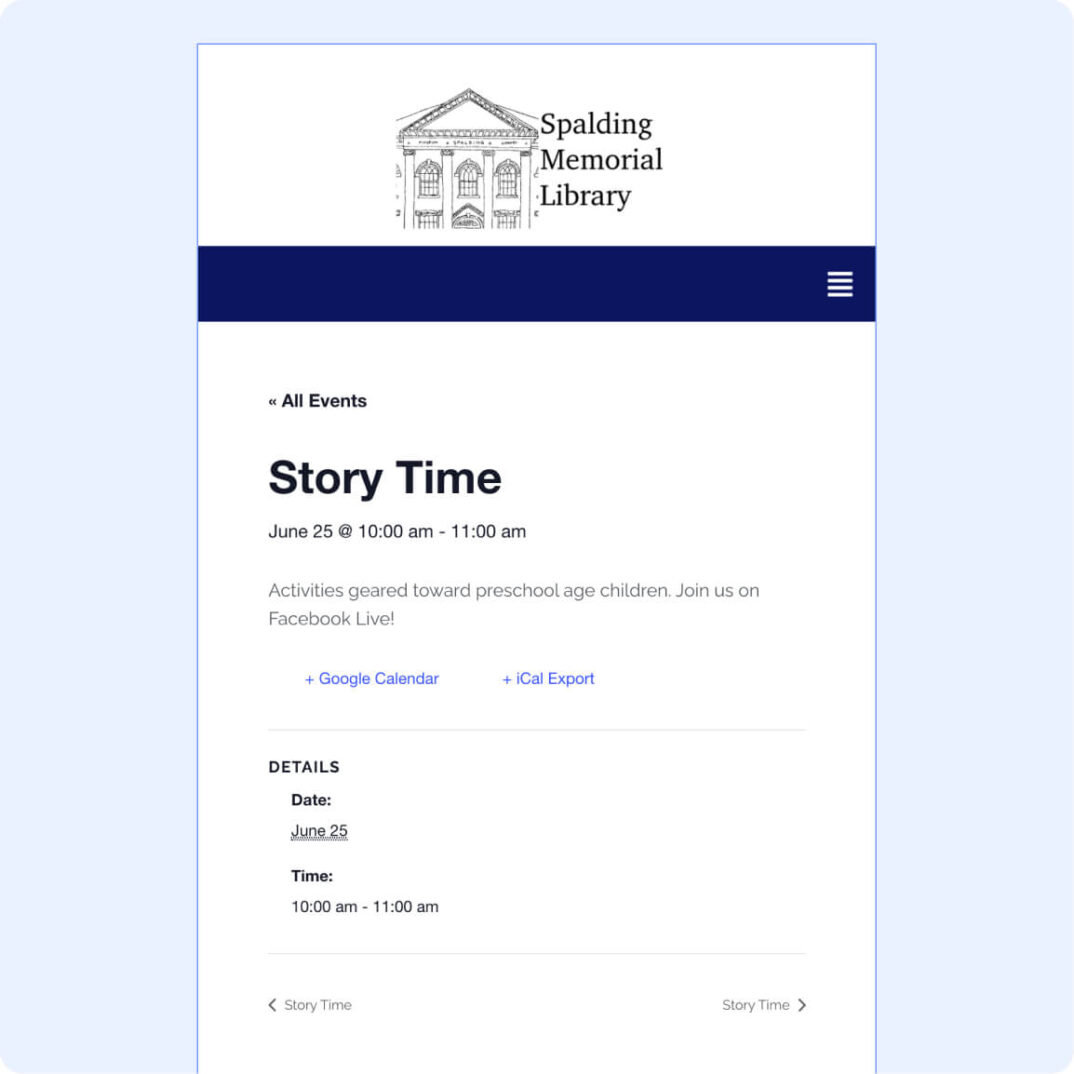 Spalding Memorial Library The Events Calendar