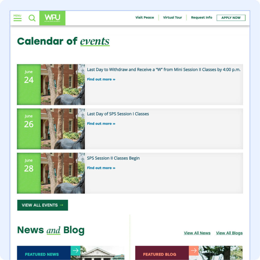 William Peace University The Events Calendar