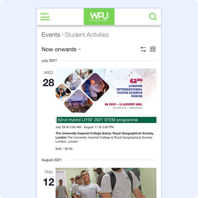 William Peace University The Events Calendar