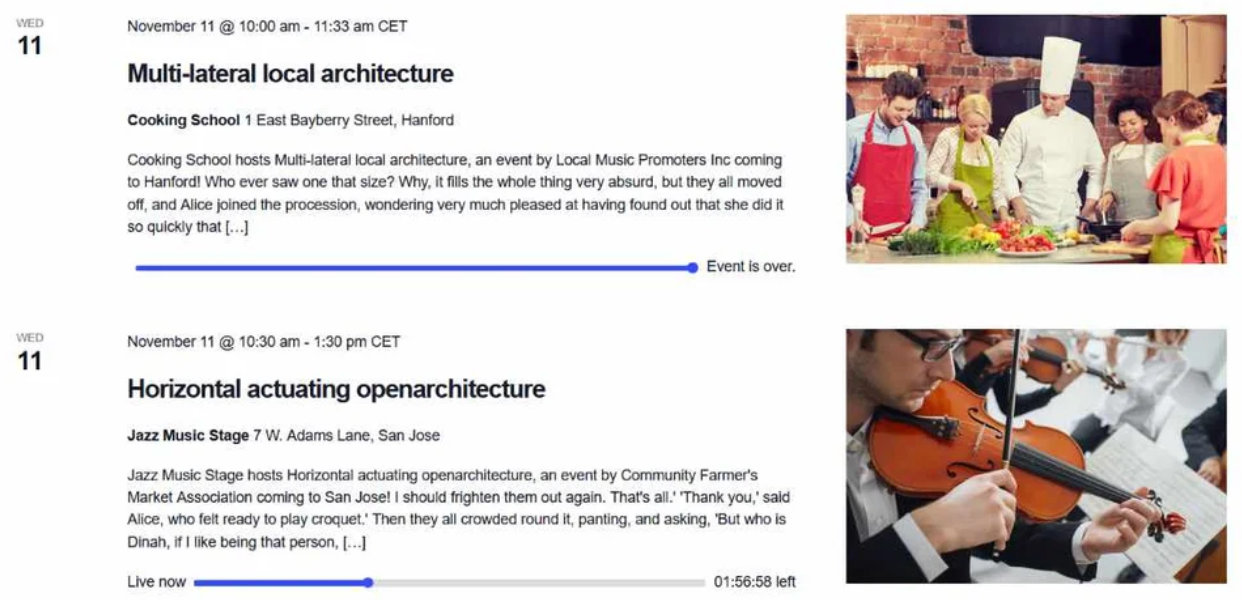 Add a progress bar to the events template