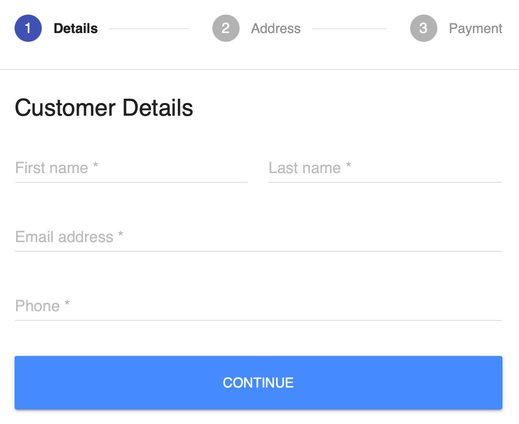 Customer details on Iconic's Flux Checkout page 1