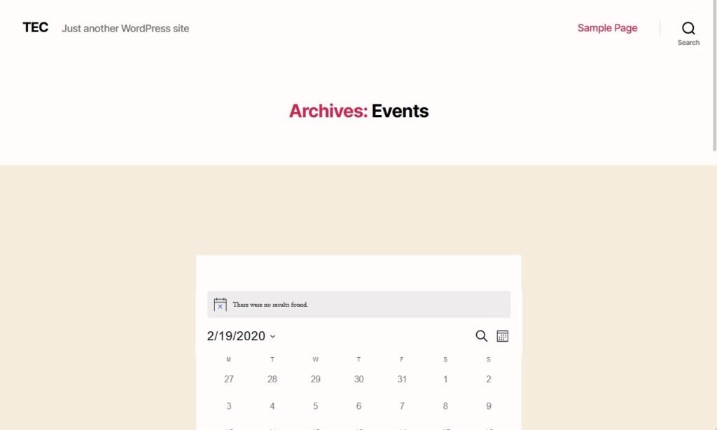 Remove the word "archives" from the event page