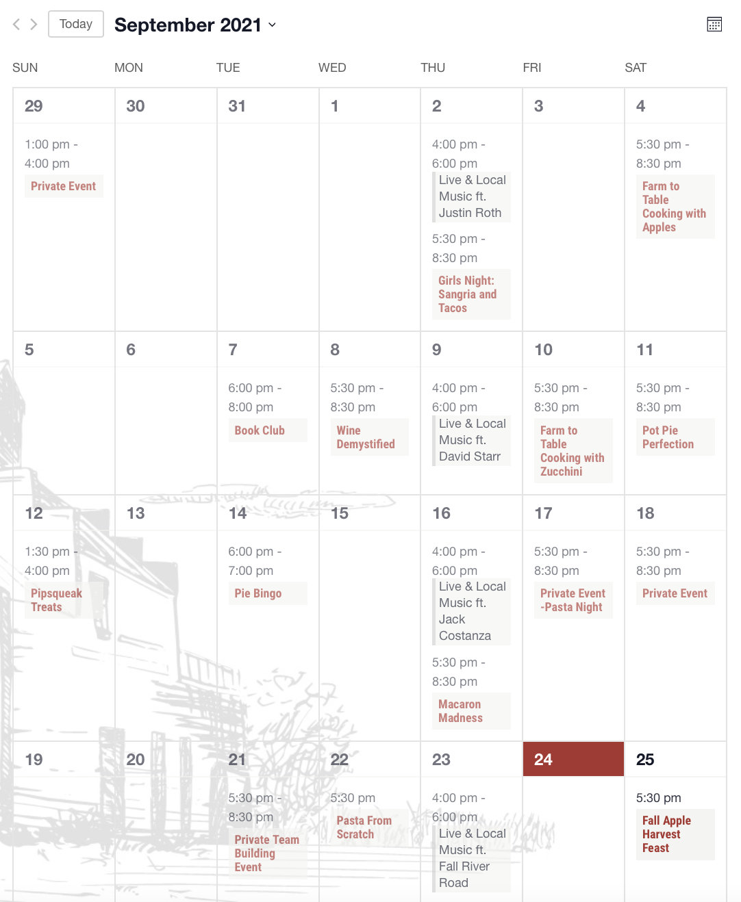WordPress events calendar