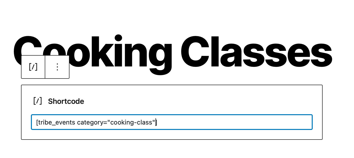 Adding a [tribe_events] category shortcode to your WordPress site