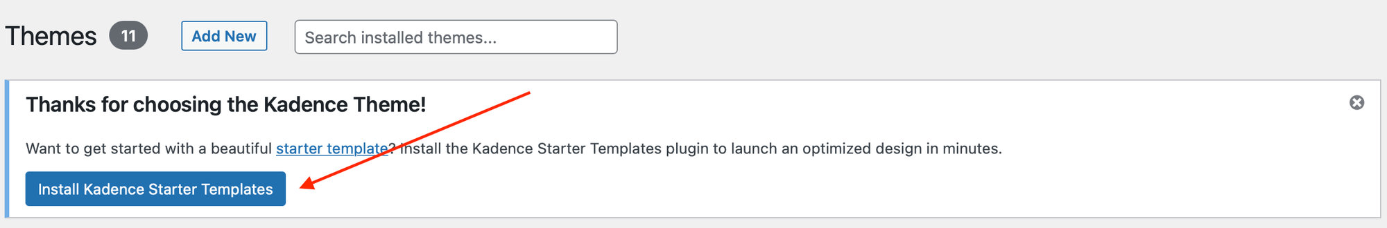 Install Kadence Starter Templates on your WordPress site