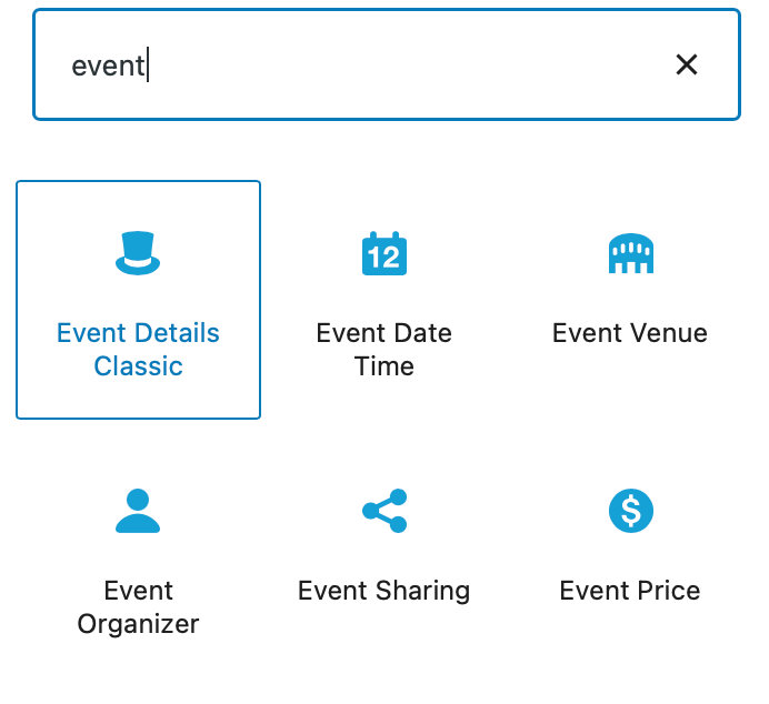Event Classic Details block with the WordPress block editor