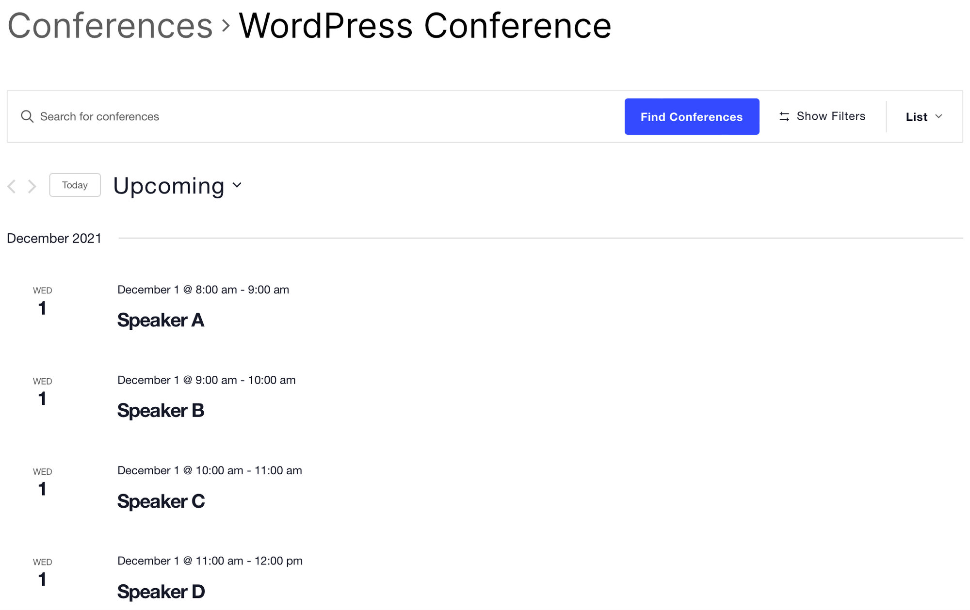 WordPress conference event website