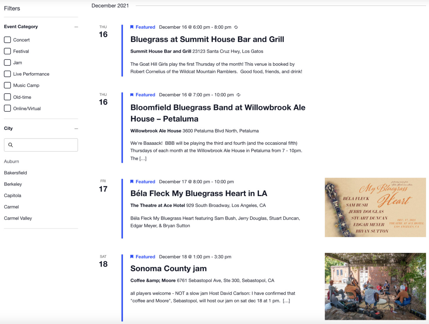 Featured Calendar California Bluegrass Association The Events Calendar