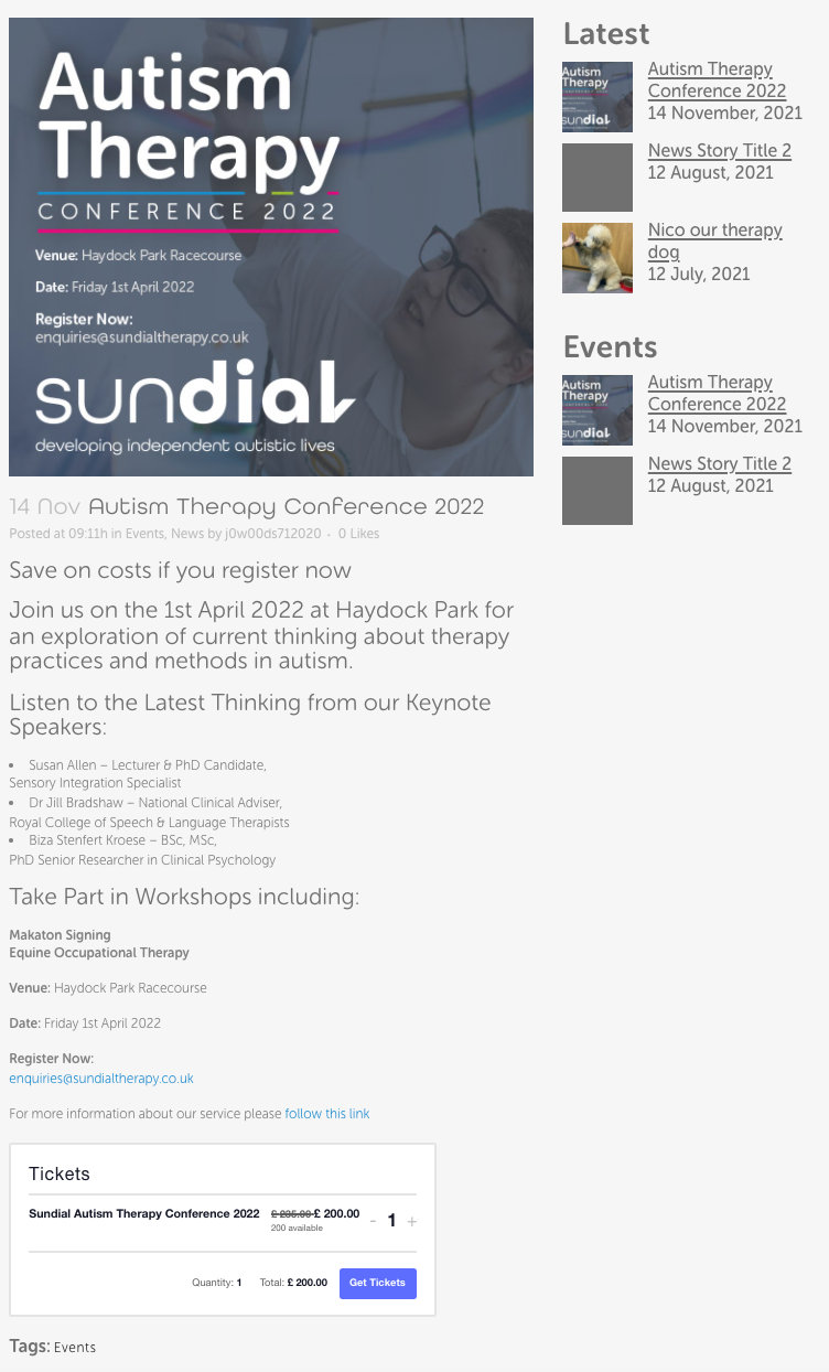 Sundial uses Event Tickets to display their conference page